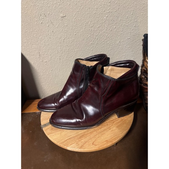 Mario Bruni Leather‎ Ankle Boots Burgundy Zip Up Cushioned System 6.5